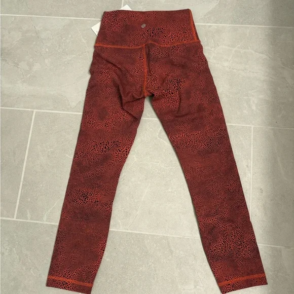 Lululemon Wunder Train HR Crop 23" Crackle Glaze Vintage Orange Larkspur Size 2 - Picture 7 of 11